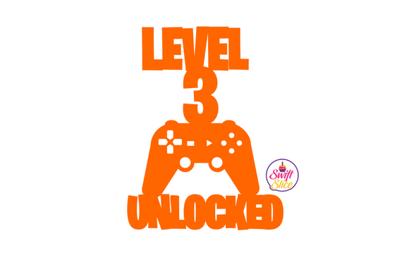 Level 3 Unlocked Gaming Cake Topper SVG
